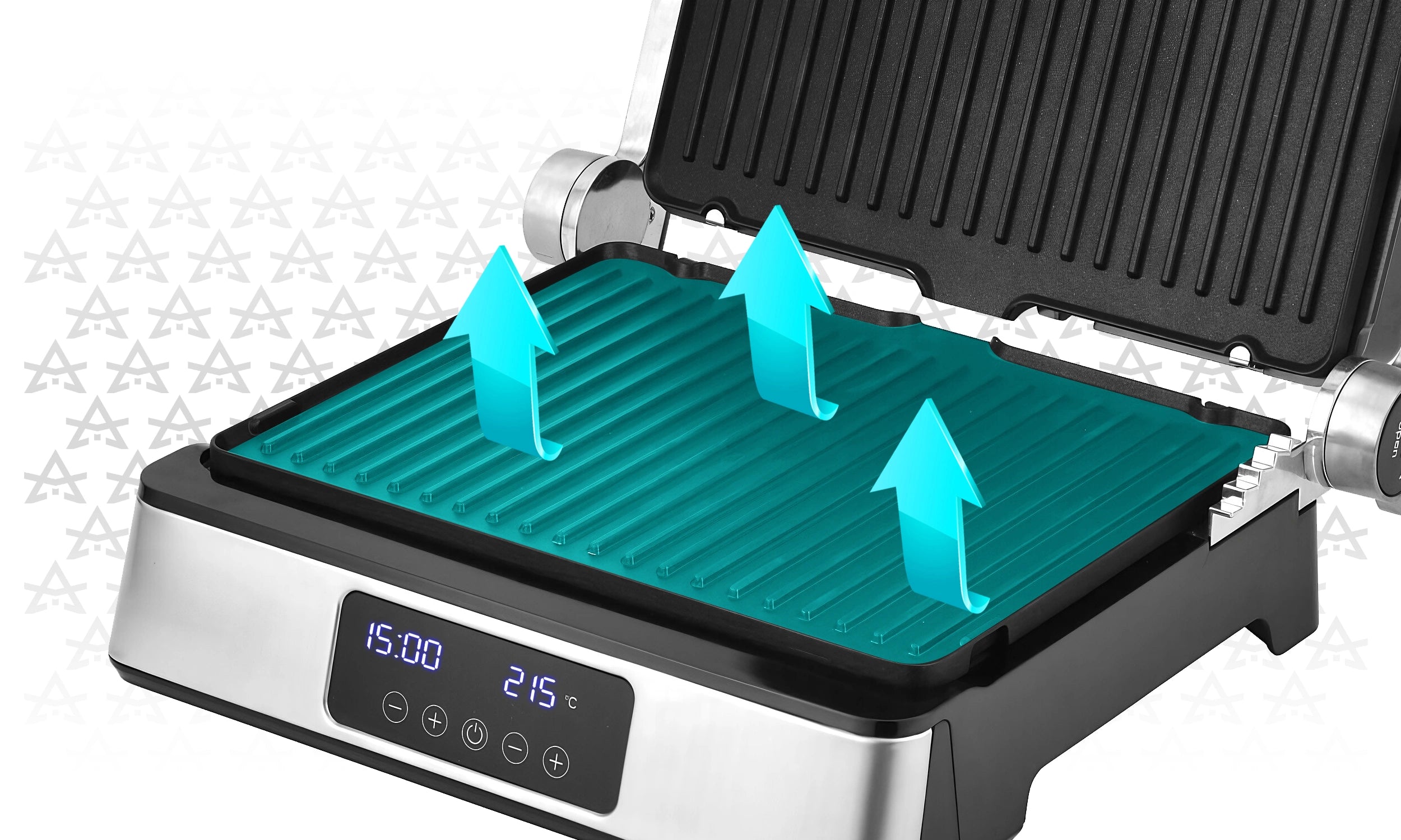 Grill Gofrownica Opiekacz Elektryczny 3w1 2200W Regulacja Czasu i Temp