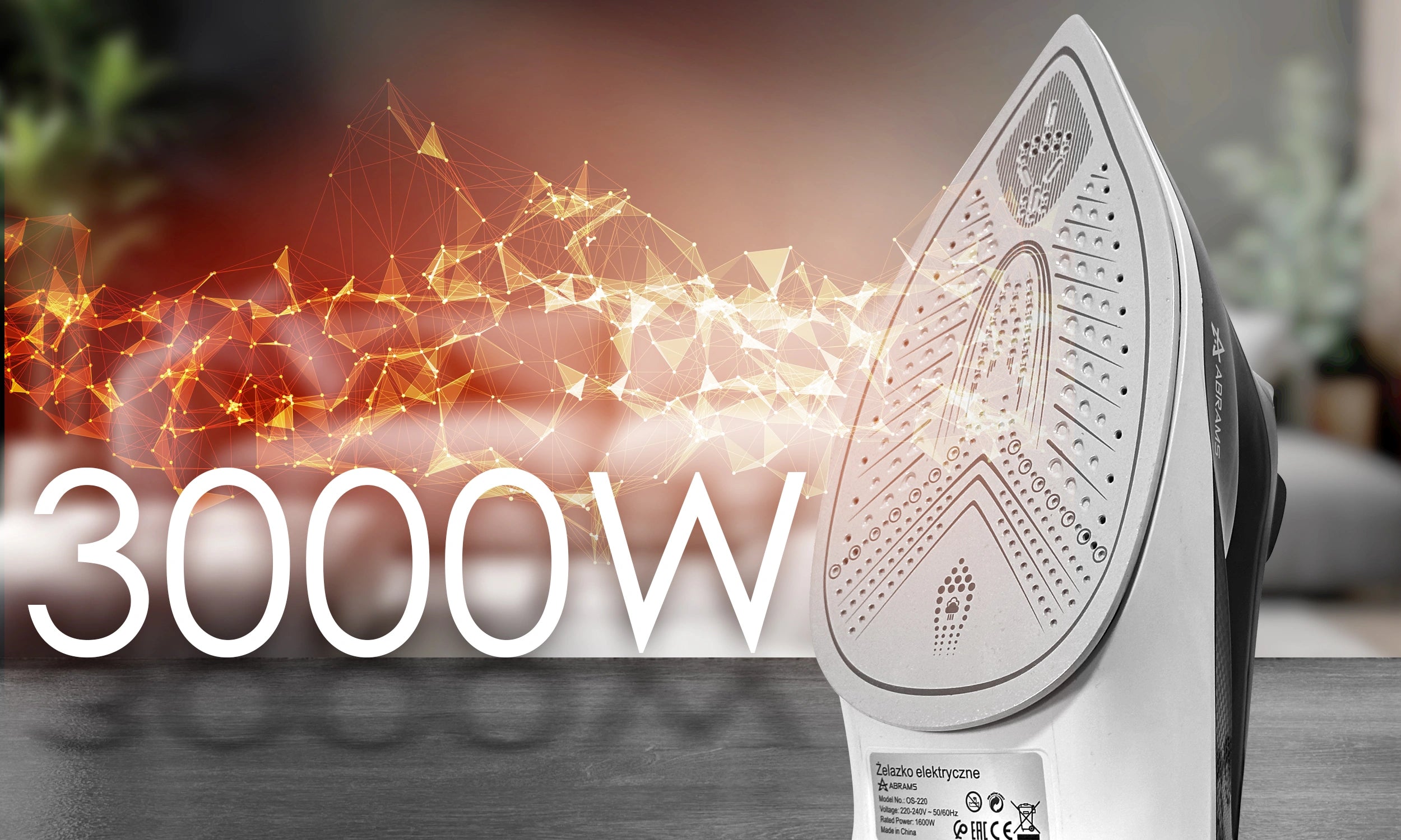 Żelazko Parowe 3000w Ceramiczne Anti Drip Anti Calc Ręczne Mocne