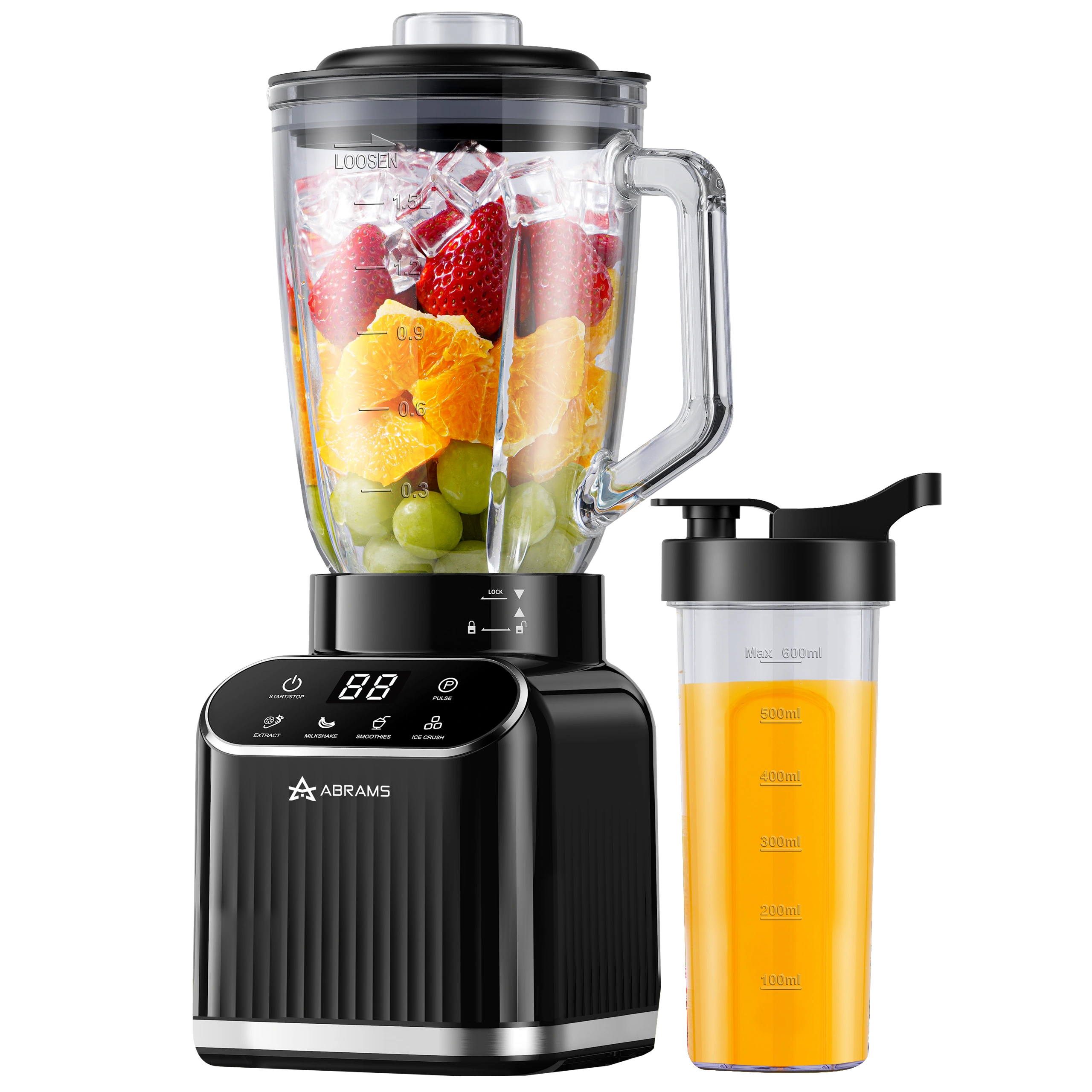 Blender Kielichowy 1500W Szklany 1,5l Bidon 600ml Ostrza Tytanowe Mocny