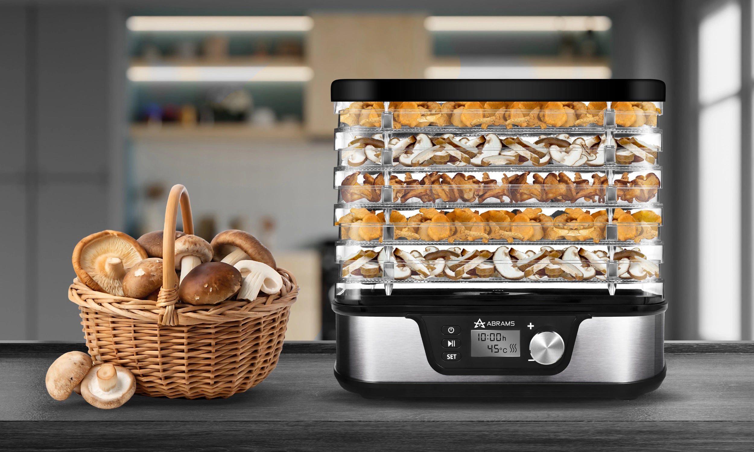 Suszarka Do Grzybów Warzyw i Owoców 600W Regulacja Temperatury Timer 5 Sit