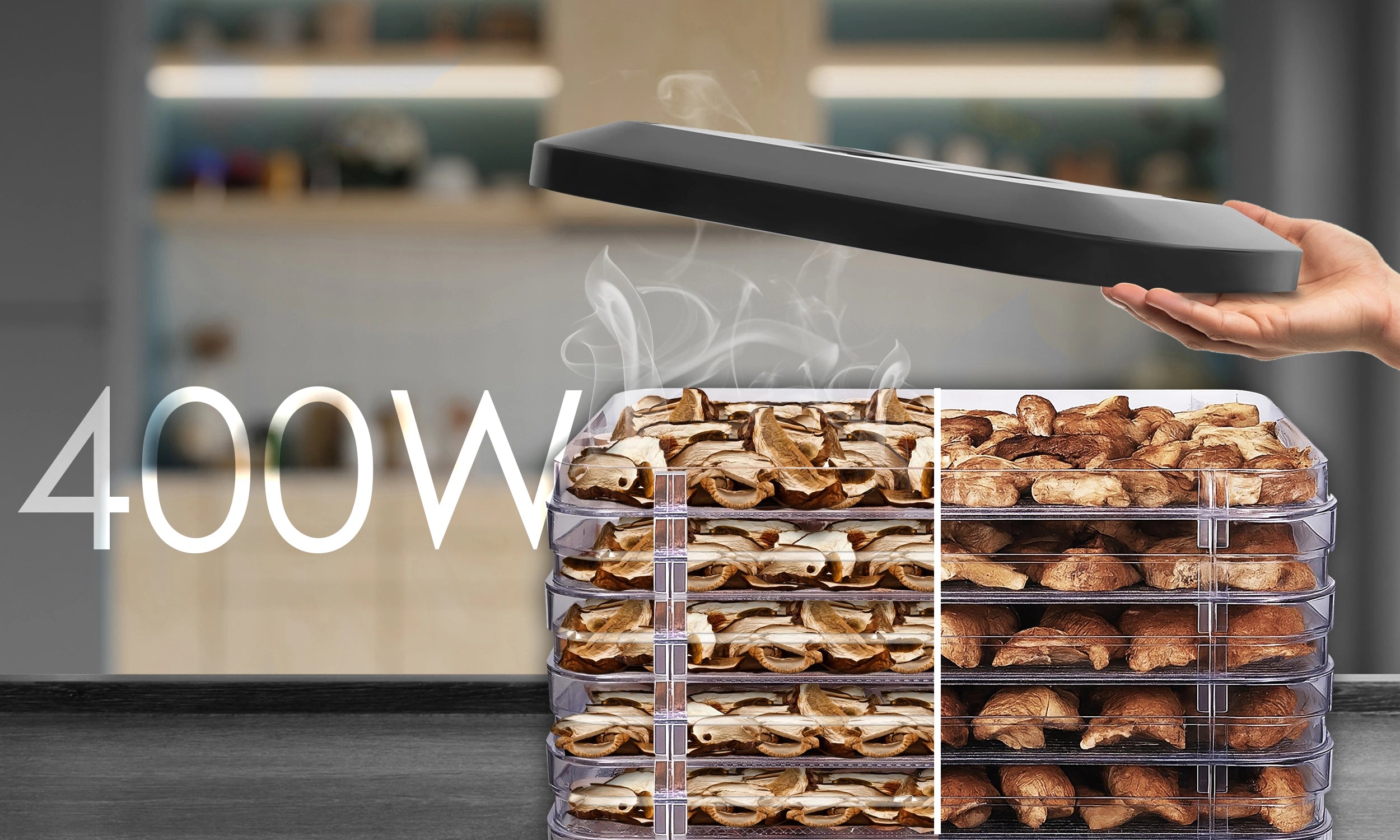 Suszarka Do Grzybów Warzyw i Owoców 400W Regulacja Temperatury Timer 5 Sit