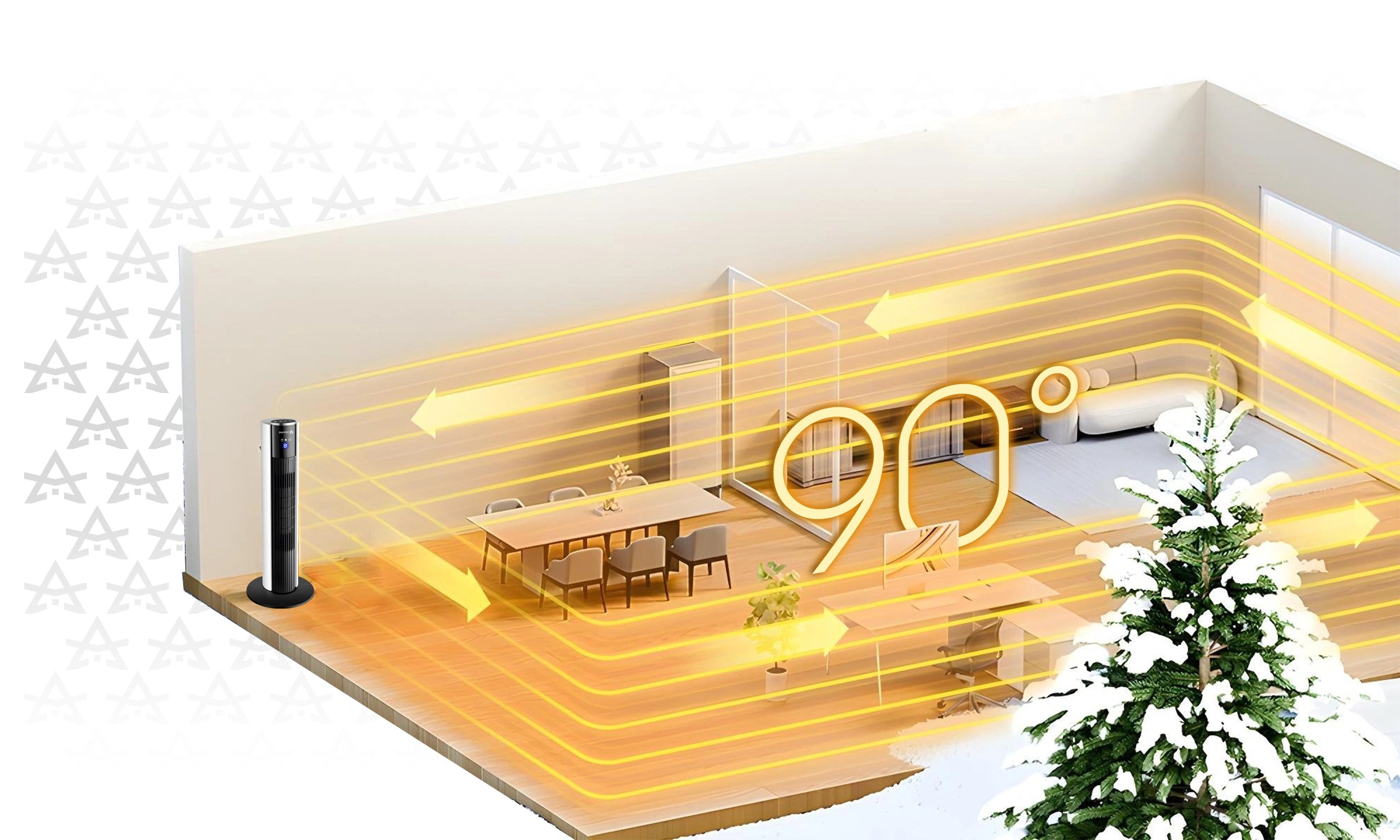 Termowentylator Farelka Kolumnowy Ceramiczny Energooszczędny 2000W Cichy