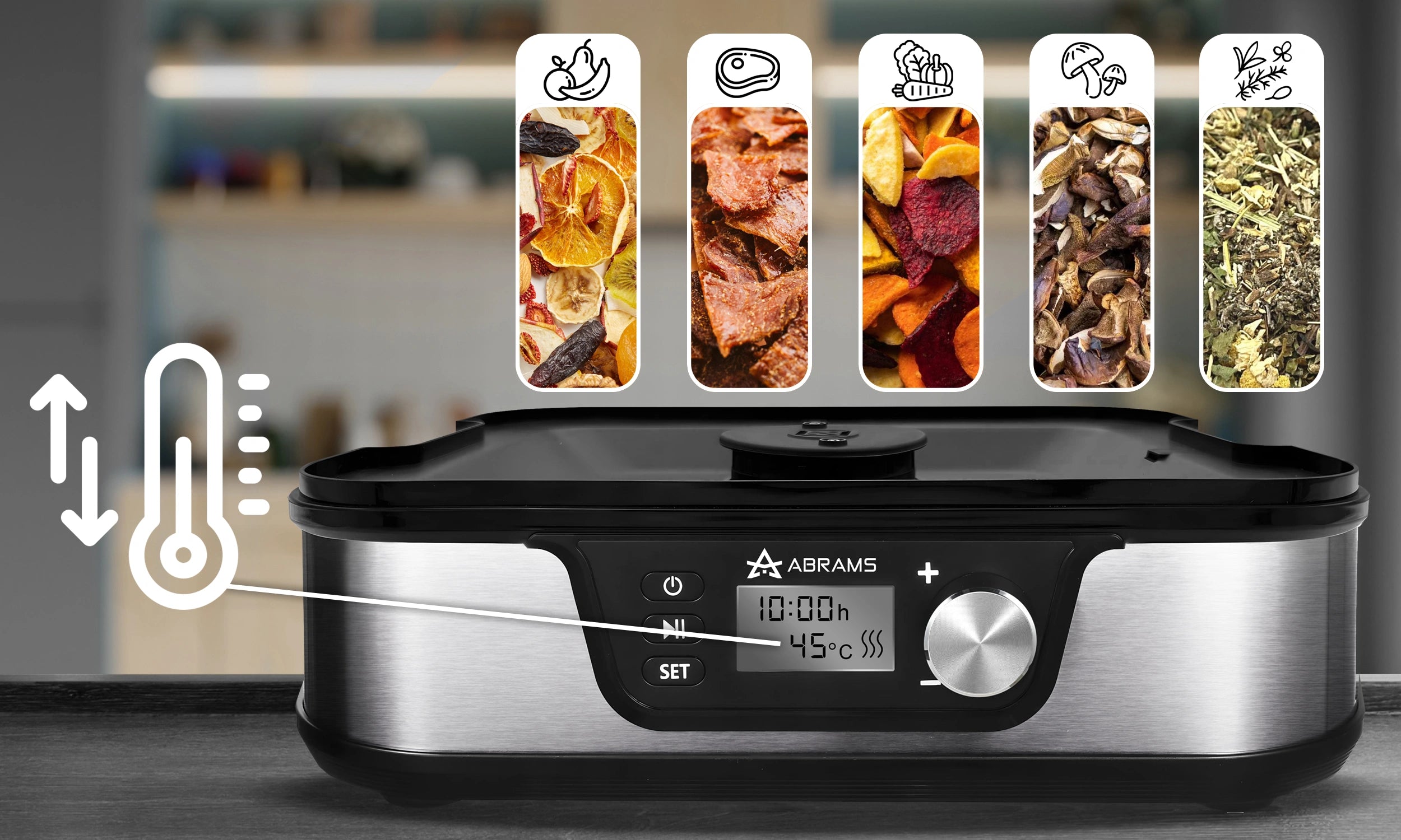 Suszarka Do Grzybów Warzyw i Owoców 600W Regulacja Temperatury Timer 5 Sit